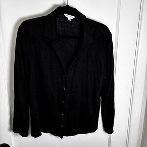 Banana Republic Black Linen Button-Up